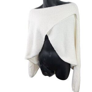 House of Harlow 1960 Cross Front Wrap Shrug Cable Knit Sweater Women’s OS Ivory
